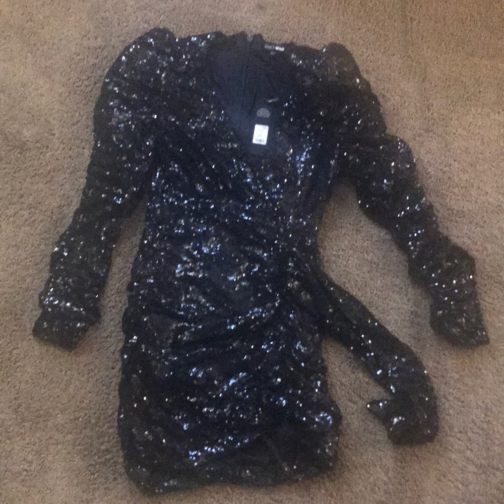 Sequin mini dress size large black fashion nova